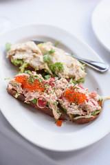 Spicy Crab Bruschetta Toast with Salmon Roe