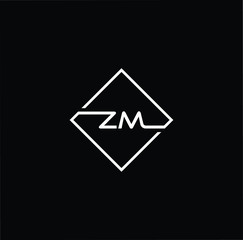 Outstanding professional elegant trendy awesome artistic black and white color ZM MZ initial based Alphabet icon logo.