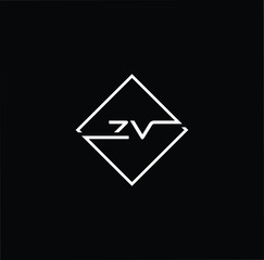 Outstanding professional elegant trendy awesome artistic black and white color ZV VZ initial based Alphabet icon logo.