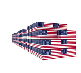 Fototapeta premium Three group Cargo Containers on white background. 3D Illustration.