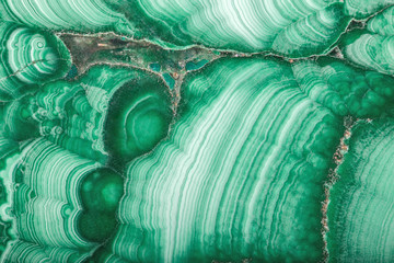 macro texture of light and dark green malachite