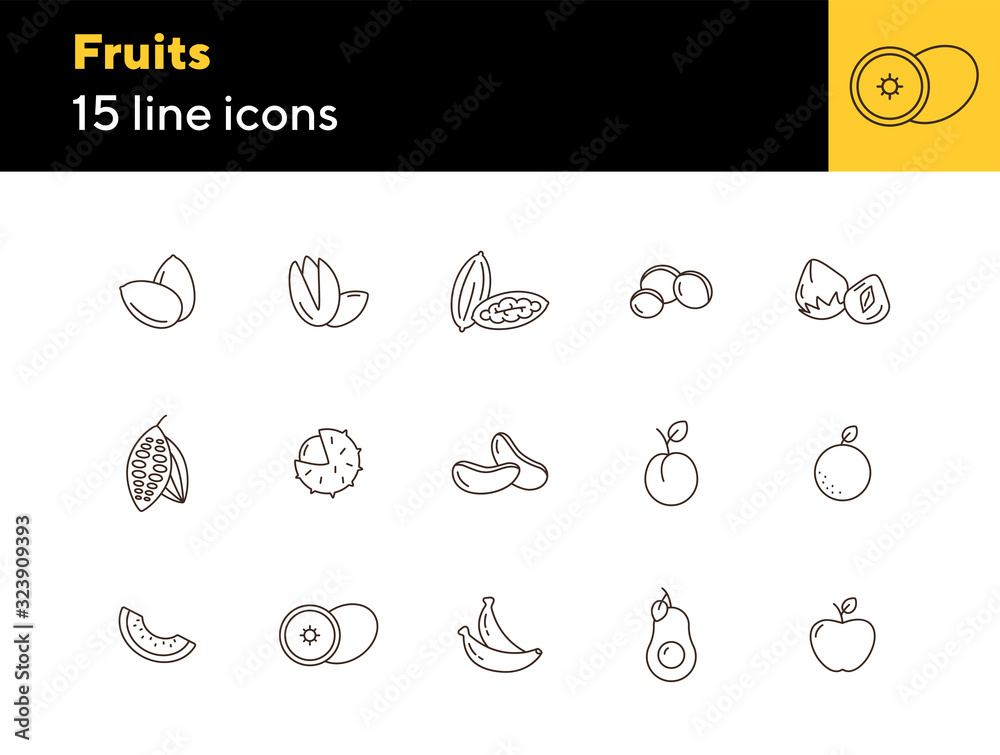 Wall mural Fruits icons