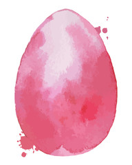 Pink watercolor easter egg on white background. Vector illustration. Spring holiday card. Perfect for greeting card, invitation, postcard, print.