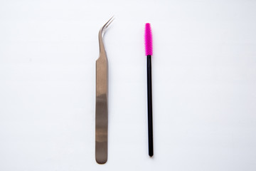 tools for eyelash extension in a beauty salon