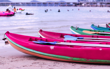Kayaks, sandy beaches and the sea