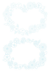 花のフレーム　レース　ハート型　セット　白