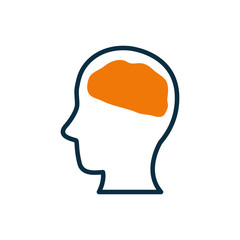 Isolated human brain half line half color style icon vector design