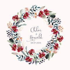 beautiful floral garden watercolor wreath