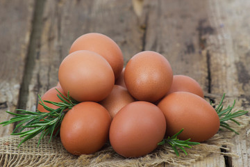 eggs on old wooden background