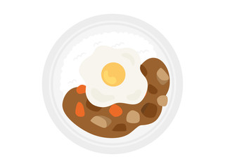 目玉焼きカレーライスのイラスト
