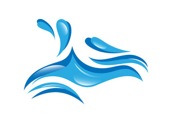 Water Wave Icon. Surf Logo. Vector Isolated On White Background. Hand Drawn Water Wave Icon. For Water Logo, Sign, Symbol, Surfing Icon, Sea And Ocean Logo. Abstract Ocean Waves Vector