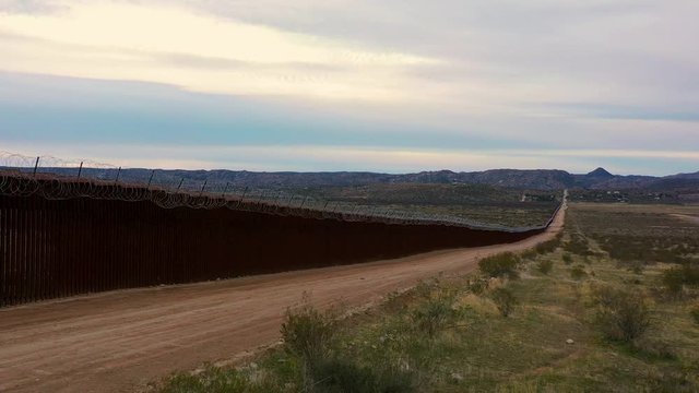 The US Mexico International Border in Jacumba, California - wide shot