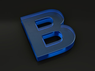 Glass letter B on black