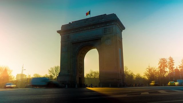 Bucharest, Arch of Triumph time lapse