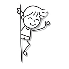 Hand drawing doodle cartoon character happy boy happiness abstract people vector illustration for kid