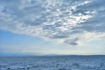 Fototapeta na wymiar 北海道，流氷，オホーツク，厳寒，