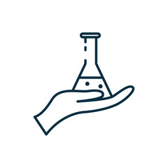 Isolated chemistry flask over hand line style icon vector design