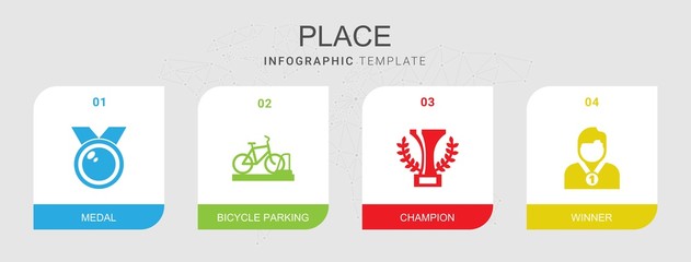 4 place filled icons set isolated on infographic template