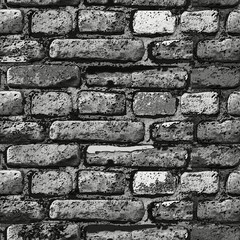 Seamless abstract pattern. Black and white brick wall. Grayscale.