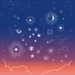 Vector doodle stars illustration set