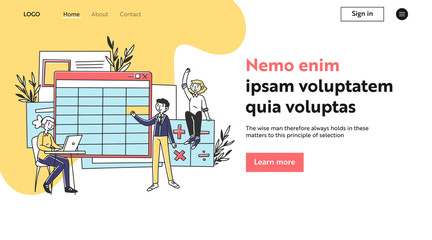 Students raising hands in class. Teacher asking question, math, pupils flat vector illustration. Teaching, school, education concept for banner, website design or landing web page