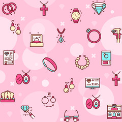 Jewelry color linear vector icons set.