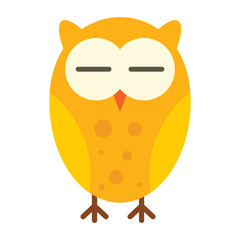 Sleeping owl flat icon. Vector sleeping owl in flat style isolated on white background. Element for web, game and advertising