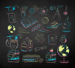 Collection of education and science items © Sonya illustration