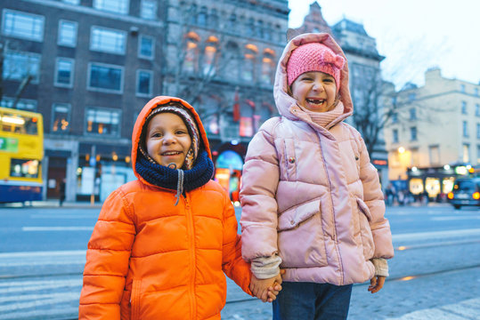laughing children in street
