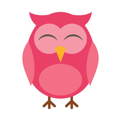 Pink owl flat icon. Vector pink owl in flat style isolated on white background. Element for web, game and advertising
