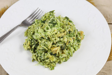 risotto au poulet et épinards