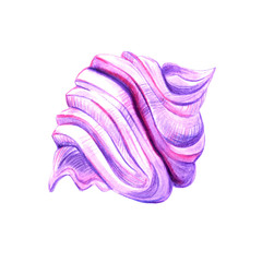 Sweet marshmallows drawn with markers and colored pencil. It is made in pastel colors, isolated on a white background.