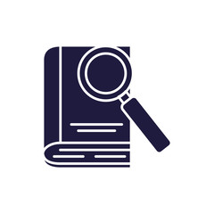 Isolated education book and lupe silhouette style icon vector design