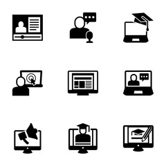 9 ecommerce filled icons set isolated on white background. Icons set with eCommerce marketing, online store, eCommerce, platform, layout, solutions icons.