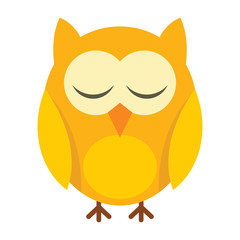 sleeping little owl flat icon. Vector sleeping little owl in flat style isolated on white background. Element for web, game and advertising