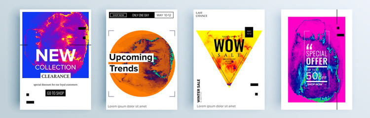 Modern abstract covers set, minimal covers design. Colorful geometric background, vector illustration.