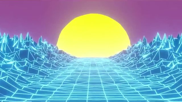 Colorful neon retro animation scene