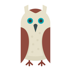 Wise owl flat icon. Vector wise owl in flat style isolated on white background. Element for web, game and advertising