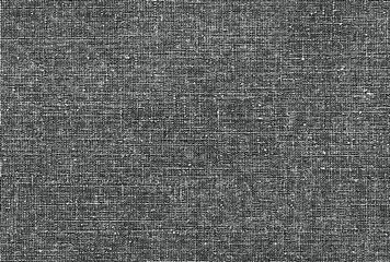 Fabric texture. Cloth knitted, cotton, wool background. Grunge rough dirty background. Brushed black paint cover. Renovate wall frame grimy backdrop. Vector stock illustration.