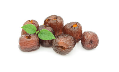Closeup dried ดพีระ  isolated on white background, Dried jujube welding fruit, Sweet dried jujube Chinese