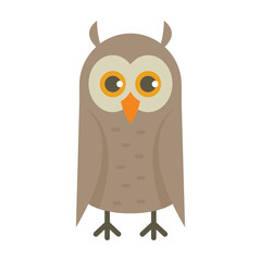 Wise owl flat icon. Vector wise owl in flat style isolated on white background. Element for web, game and advertising