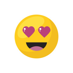 In love emoji face flat style icon vector design