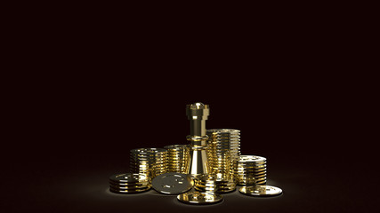 gold chess and coins abstract image 3d rendering for business content