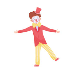 Fototapeta na wymiar Man Wearing Clown Costume Performing Amusement Show Vector Illustration