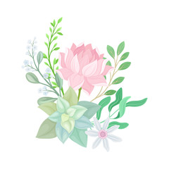 Fototapeta premium Succulent Echeveria Floral Arrangement Vector Illustration. Natural Cactus Bouquet