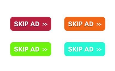 Skip ad button to internet. Vector illustration.