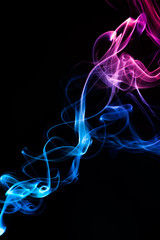 Colored smoke on black  background
