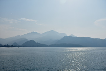 seascape with mountains and blue sky. aegean. Turkey