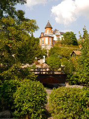 The landscape park in the village of Buky, Ukraine. Views of Suslov Manor.