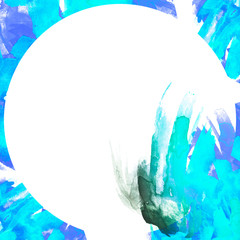 Abstract watercolor stain, blot. Blue color on white isolated background. Round shape, for the logo, for your design, postcards and other things. Beautiful art background. Blue sky.